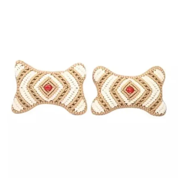 Car Neck Pillow Light Golden and off White 2 pc