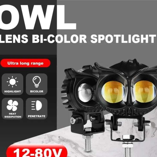 Led Spotlight Headlight Fog Light Dual Color Owl Design Head Light ATV Scooter for Auxiliary Car Lamp Accessories