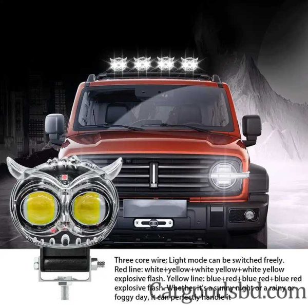 Waterproof CAR LED Spotlights Auxiliary Headlights Explorers Work Light Headlight Owl Design Accessories.