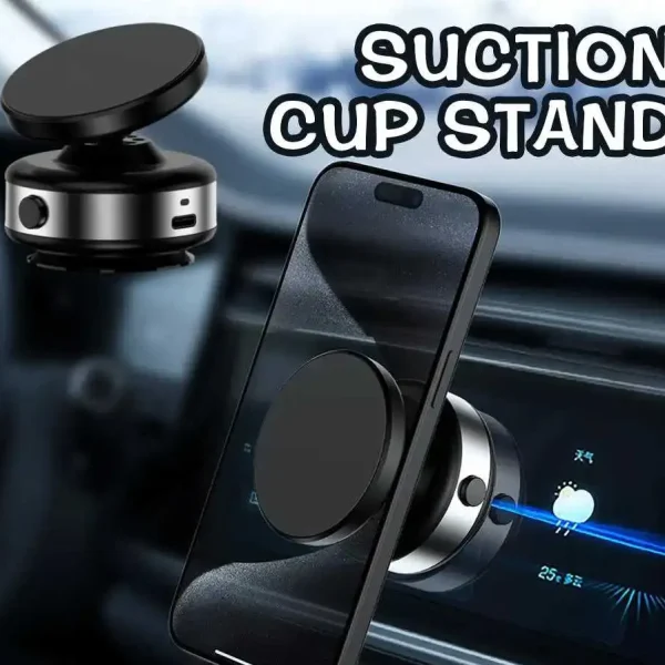 2025 Electric Magnetic Car Phone Holder – 360° Rotating Vacuum Mount for Car, Kitchen, Gym & More