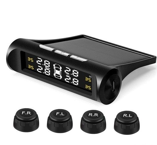 Car TPMS Bat-tery Digital LCD Display Auto Security Alarm Systems Tyre Pressure Monitoring System (External)