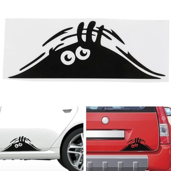 Funny Creative 3D Big Eyes Car Decal Black