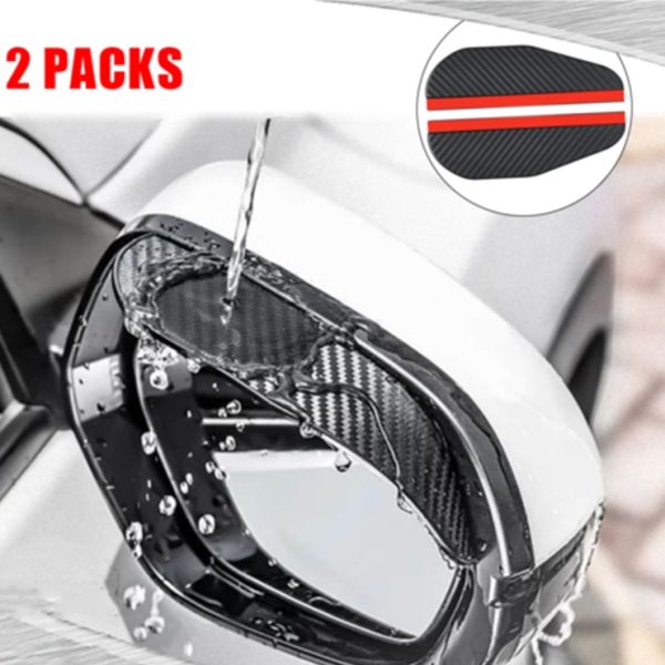 Universal Car Rearview Mirror Eyebrow Rain Cover Black 2pcs