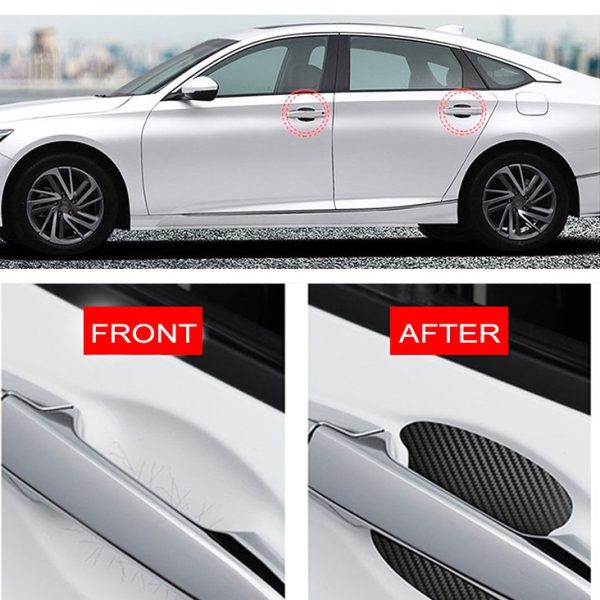4Pcs Car Door Sticker Carbon Fiber Scratches Resistant Cover Auto Handle Protection Film Exterior Styling Accessories