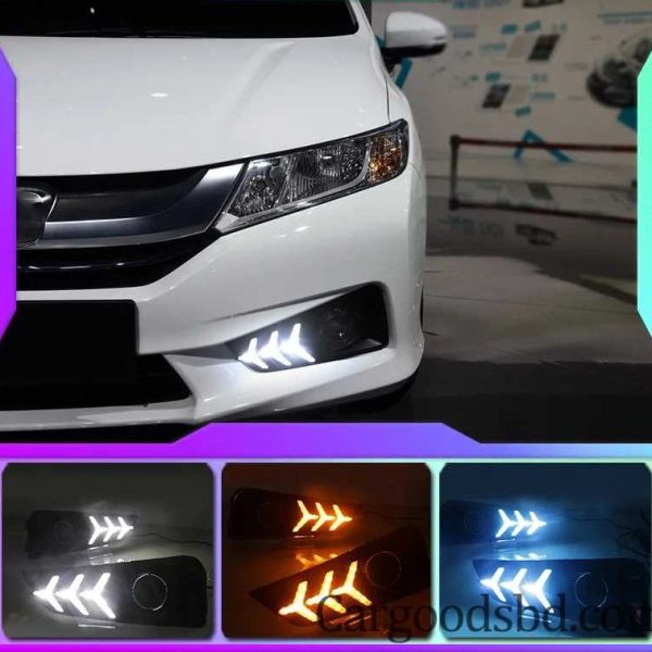 1 Pair For Honda City Grace 2015 2016 2017 LED Daytime Running Light Yellow Turn Signal Relay Waterproof 12V DRL Fog Lamp