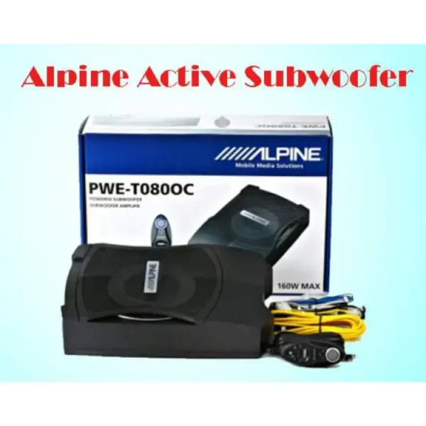 ALPINE PWE-T0800C Underseat Subwoofer 8 Inch Super Compact Active Subwoofer
