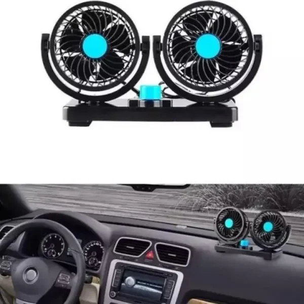 12V DC Electric Car Fan Rotatable 2 Speed Dual Head with 9FT Cord Quiet Strong Dashboard Cooling Vehicle Fan