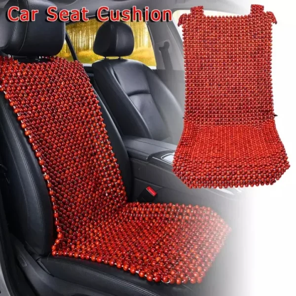 Summer Natural Wood Beaded Seat Cover Massaging Cool Cushion Red Brown and wood colour