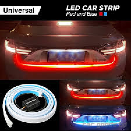 Car Trunk Tail Strip Light LED Flowing Brake Running Turn Signal Lamp 7 Colors Flexible Strip Universal Waterpro of 120cm