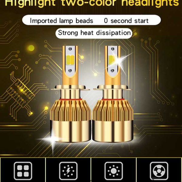 Car LED Headlight Super Bright 2 color 2pc